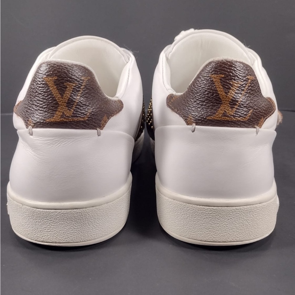 Louis Vuitton White Sneakers with Brown Strap size 8 pre owned Exellent Con - Picture 10 of 16
